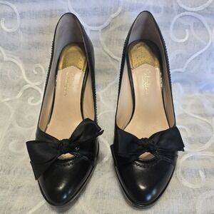 Cole Haan Joelle Bow Heel Pump Black Leather Size 8B